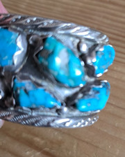 Armreif Navajo XXL sehr schwer Silber grosse Türkise