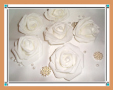 6x Weiß Schaumrosen Rosenköpfe Kunstblumen Künstliche Blume Hochzeit Wohnzimmer