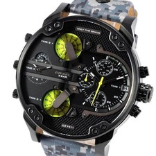 Diesel DZ7311 Mr.Daddy 2.0 Herrenuhr Edelstahl Leder Militär Schwarz Ø57MM Uhr