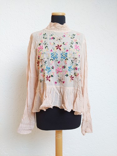 Rosa blumen stickerei bluse - blumen,