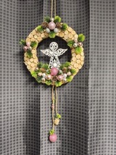 Adventskranz Türkranz  Weihnachtsgesteck Handmade Kunsttanne 26cm rosa silber 