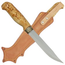 MARTTIINI Gürtelmesser "Lynx 139" Maserbirke lackiert Outdoormesser Lederscheide