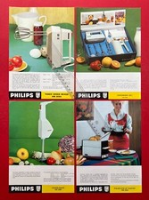7 x Reklame Prospekt Blatt PHILIPS um 1965 Haushaltgeräte Mixer Toaster ( F22670