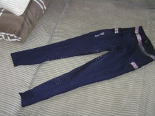 Reithose Reitleggings OHNE KNOPF blau Equilibre Gr. 134 Gripp Ganzbesatz NP. 45€