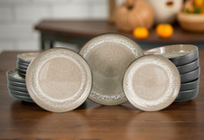 Tafelservice Nydala Geschirr 18 tlg beige/ Farbverlauf Steinzeug Tellerset 6 P