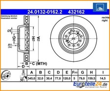 Brake Disc ATE 24.0132-0162.2