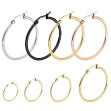 PAAR 10MM - 70MM EDELSTAHL OHRRINGE CREOLEN GOLD SILBER OHR HOOP EARRING OHRRING