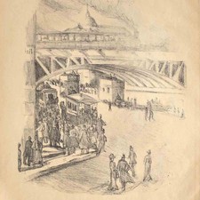 Rudolf Grossmann Expressionismus Bahnhof Friedrichstraße Orig Lithografie 1905