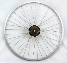 26 Zoll Hinterrad Laufrad Kasten Felge + 7 fach Shimano Kranz silber Alu