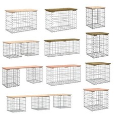 Gartenbank aus Gabionen 203x44x42 cm Massivholz Kiefer