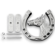 Chrom Hufeisen mit Pferdekopf