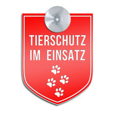 TIERSCHUTZ im Einsatz, Graviertes Schild auch mit Sauger für Auto,KFZ,Auto,7x9cm