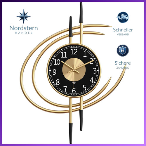 Wanduhr groß modern 54cm gold - wanduhr,