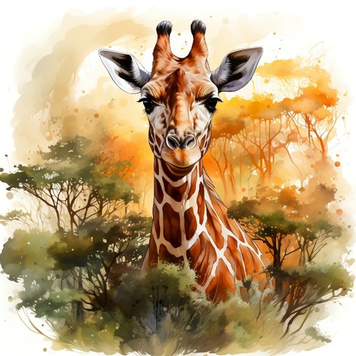 Wandbild giraffe portrait - wandbild,