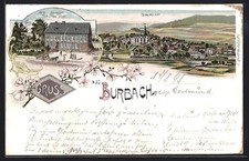 Lithographie Burbach / Westerwald, Hotel zum Bahnhof, Bes. Christian Neef, Tota 