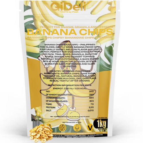 Bananenchips 1kg ungesüßt - 1kg,