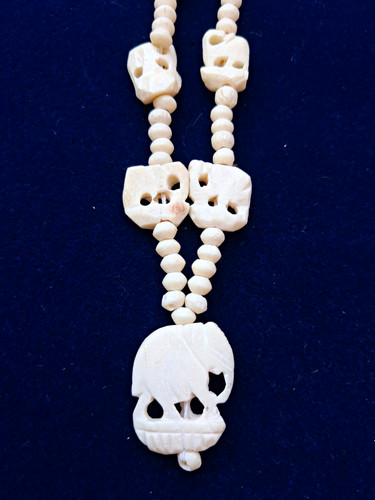 Beige knochen perlenkette - beige, knochen-perlenkette