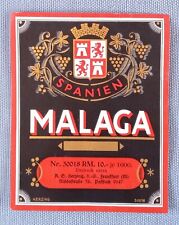 altes Weinetikett Musteretikett Etikett Label Malaga Spanien Herzing Frankfurt