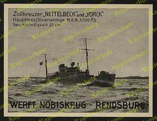 Reklame Werft Nobiskrug Rendsburg Zollkreuzer Nettelbeck Stolpmünde Ostsee 1938