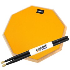 keepdrum DPOR12 Übungspad Practice Pad Orange 12 Zoll + Drumsticks Schwarz