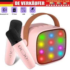 Mini Karaoke Anlage Maschine Mit Mikrofon USB Bluetooth Boxen Lautsprecher Party
