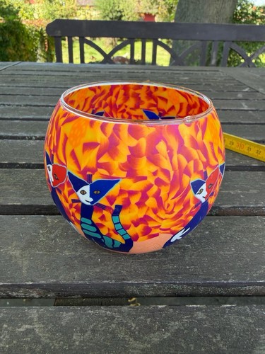 Große glasschale katzenmotiv - glasschale,
