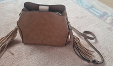 Damen Tasche, Umhängetasche, Hellbraun, Vegan, Kunstleder, Innentasche, Neu