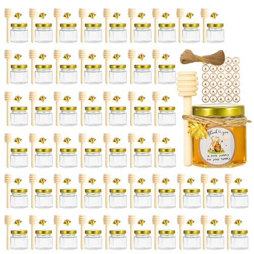 Honigglas set mit holzlöffel - honigglas,
