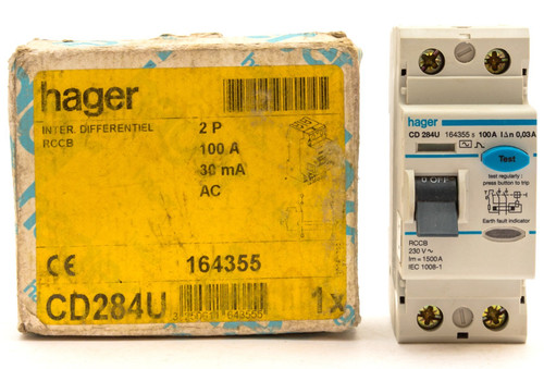 Hager cd284u 100a 100 - amp, 2p