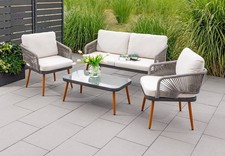 Prestige Home Loungemöbel-Set 4tlg. Rope mit Polsterauflagen Taupe Outdoor