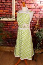 Vintage orig 70er Sommerkleid festlich grün kariert Blumenbouquet 38