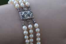 Akoya Salzwasser Perlen Armband 5 mm 925 Silber doppelt gezogen