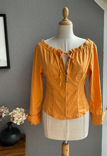 Edle DESIGN  taillierte Corsage Bluse Tracht Manschette Orange  Gr. 36
