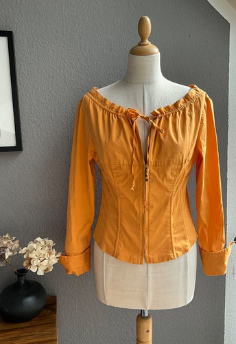 Orange design bluse tailliert - bluse,