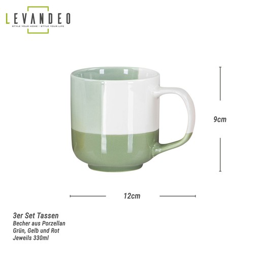 3er set bunte tassen - bunte, 330ml