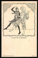 Ansichtskarte Der Tod und der Landsknecht, Totentanz 