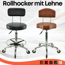 Rollhocker höhenverstellbar Lehne Arbeitshocker Hocker Drehhocker Kosmetikhocker