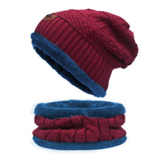 Beanie Mütze + Loop Schal Strickmütze Fellmütze Damen Herren 2 tlg. Winter warm