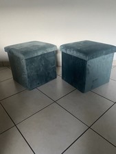 2 Stück Sitzwürfel mit Stauraum türkis petrol 38x38x38 Samt 