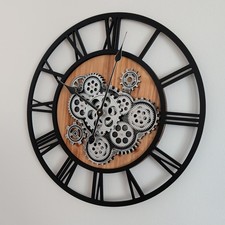 Lafocuse Wanduhr groß, bewegliche Zahnrädern Industrial Steampunk XXL Vintage. 