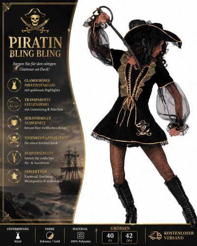 Piratinnen kostüm bling - piratinnen,