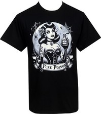Pure Poison Herren T-Shirt Gothic Lowbrow Pin-up Rockabilly Tattoo Mond Korsett