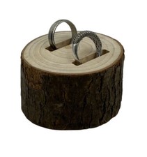 Ringhalter aus Birke Hochzeit Ringkissen Ringbox aus Baumscheibe Holz Neu Nr. 1
