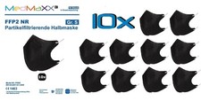 10x MedMaXX FFP2 NR Atemschutzmaske Größe S, auch für Kinder geeignet, SCHWARZ