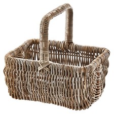 Kobolo Einkaufskorb Tragekorb Griffkorb ETTA mit Henkel aus Rattan in kubu grey