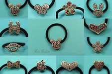 Haargummi Zopfhalter Haarband Strass Herz Blume Apfel Lippen Haarschmuck A010