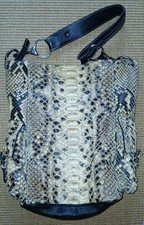 Große Vintage Tasche Shopper Schultertasche Leder Phyton