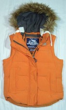SUPERDRY Weste University Vest Damen gr. S Federn+Polyester Orange mit Kapuze