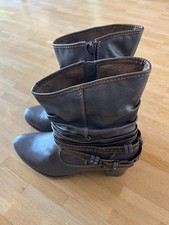 Mustang Stiefeletten, Leder, Gr. 38, grau, Neu