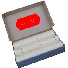 Etiketten Sato/Samark 26, 26x12mm leuchtrot mit U-Stanzung Auszeichner 